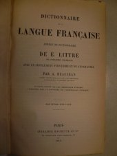 kniha Dictionnaire Langue Francaise Avec un supplément d´ historie et de geographie, Libraire Hachette 1883