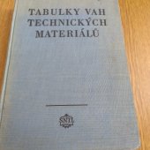 kniha Tabulky vah technických materiálů určeno pro pracovníky ve skladech, kalkulačních odd. a konstrukčních kancelářích, SNTL 1955