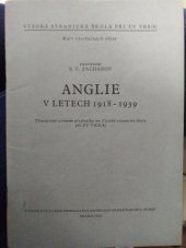 kniha Anglie v letech 1918-1939, Kult. prop. odd. sekr. ÚV KSČ 1951