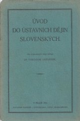 kniha Úvod do ústavních dějin slovenských, s.n. 1931