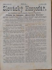 kniha Slovácký Hospodář  příloha časopisu Moravská Slovač, JUDr. Jan Náplava 1888