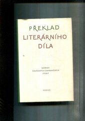 kniha Překlad literárního díla sborník současných zahraničních studií, Odeon 1970