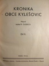 kniha Kronika obce Kylešovic. Díl I, - Rok 1932, s.n. 1932