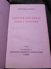 kniha Lidové divadlo české a slovenské, Fr. Borový a Národopisná společnost českoslovanská 1940