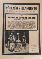 kniha Moderní výroba likérů, I.L. Kober 1941
