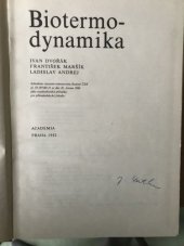 kniha Biotermodynamika, Academia 1982