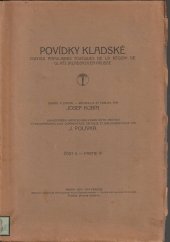 kniha Povídky kladské. Část II, Nákladem Společnosti národopisného musea českoslovanského 1910