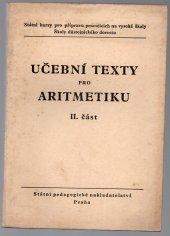 kniha Učební texty pro aritmetiku. 2. část, SPN 1953