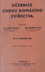 kniha Učebnice chovu domácího zvířectva. Díl II, Český odbor zemědělské rady moravské 1930