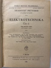 kniha Elektrotechnika. Část I, Česká matice technická 1946