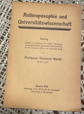 kniha Anthroposophie und Universitätswissenschaft, Verlag 1922