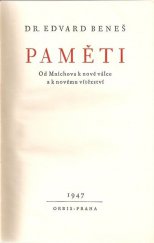 kniha Paměti Část II., sv.1. - Od Mnichova k nové válce a k novému vítězství, Orbis 1947