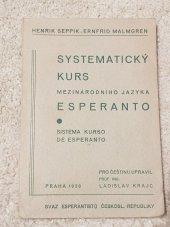 kniha Systematický kurs mezinárodního jazyka Esperanto = Sistema kurso de Esperanto, Svaz esperantistů Československé republiky 1938