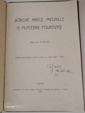 kniha Jičínské mince, medaille a platební poukázky, s.n. 1912