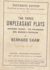 kniha THE THREE UNPLEASANT PLAYS , Leipzig 1914