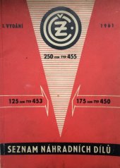 kniha Seznam náhradních dílů pro motocykl ČZ 125 ccm TYP 453, 175 ccm TYP 450, 250 ccm TYP 455, Mototechna, n.p. 1961