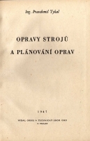 kniha Opravy strojů a plánování oprav, Orbis 1947