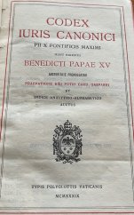 kniha Codex iuris canonici Benedicti Papae XV auctoritate promulgatus, Typis Polyglottis Vaticanis 1939