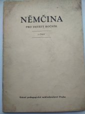 kniha Němčina pro devátý ročník 1. část pokusná učebnice., SPN 1958