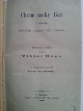 kniha Chrám Matky Boží v Paříži historický román, Edvard Grégr 1864