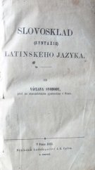 kniha Slovosklad (syntaxis) latinského jazyka, J.G. Calve 1853