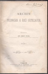 kniha Archiv přednášek a řečí učitelských, Fr. A. Urbánek 1882