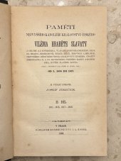 kniha Paměti nejvyššího kancléře království českého Viléma hraběte Slavaty z Chlumu a z Košumberka ... od l. 1608 do 1619. II. díl, 1611, 1615, 1617-1619, I.L. Kober 1868