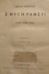 kniha Z mých pamětí Sv. 1, - Drobné črty - z let 1878 - 1918., Pražská akciová tiskárna 1922