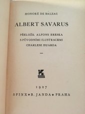 kniha Albert Savarus, Sfinx, Bohumil Janda 1927