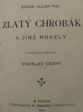 kniha Zlatý chrobák a jiné novely, F. Šimáček 1894