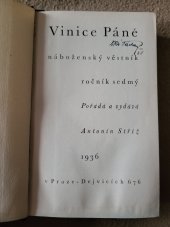 kniha Vinice páně  Náboženský věstník ročník sedmý a osmý, Praha Dejvice 1936