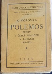 kniha Polemos spory v české filosofii v letech 1919-1925, Sfinx 1926