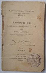 kniha Večernice obraz ze života v pražském zákoutí o 1 aktu, M. Knapp 1890