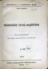 kniha Historický vývoj angličtiny Určeno pro posl. fak. filosof., SPN 1972