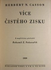 kniha Více čistého zisku, Tisk 1939