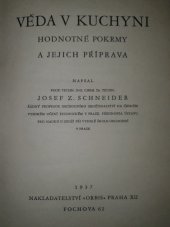 kniha Věda v kuchyni hodnotné pokrmy a jejich příprava, Orbis 1937