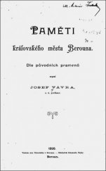kniha Paměti královského města Berouna, Nákladem Emanuela Hojky 1899