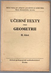 kniha Učební texty pro geometrii. 2. část, SPN 1952