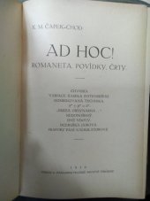 kniha Ad hoc! romaneta, povídky, črty, Pražská akciová tiskárna 1919