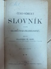 kniha Česko-německý slovník zvláště grammaticko-fraseologický. Díl čtvrtý - T-Y, František Šimáček 1884