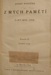 kniha Z mých pamětí Sv. 2, - Drobné črty - z let 1878 - 1918., Pražská akciová tiskárna 1924
