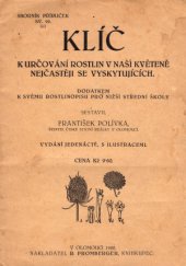 kniha Klíč k určování rostlin v naší květeně nejčastěji se vyskytujících, R. Promberger 1926
