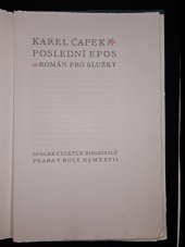 kniha Poslední epos, čili, Román pro služky, Spolek českých bibliofilů 1927