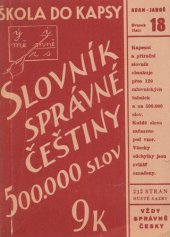 kniha Slovník správné češtiny 500.000 slov : Skloňování a časování, Josef Hokr 1940