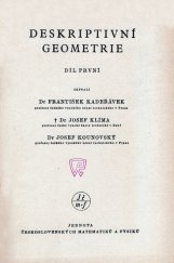 kniha Deskriptivní geometrie I. Díl první., Jednota československých matematiků a fysiků 1946