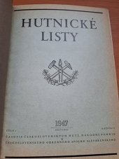 kniha Hutnické listy 1947 Ročník II. Číslo 1 - 6 , Československé hutě  1947
