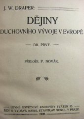 kniha Dějiny duchovního vývoje v Evropě. Díl prvý, Karel Stanislav Sokol 1908