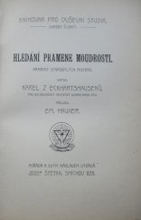 kniha Hledání pramene moudrosti Památky starobylých mysterií, Josef Štětka 1908