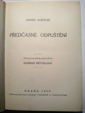 kniha Předčasné odpuštění, Českomoravské podniky tiskařské a vydavatelské 1929