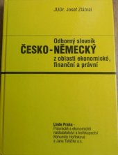 kniha Odborný slovník česko-německý z oblasti ekonomické, finanční a právní, Linde 1995